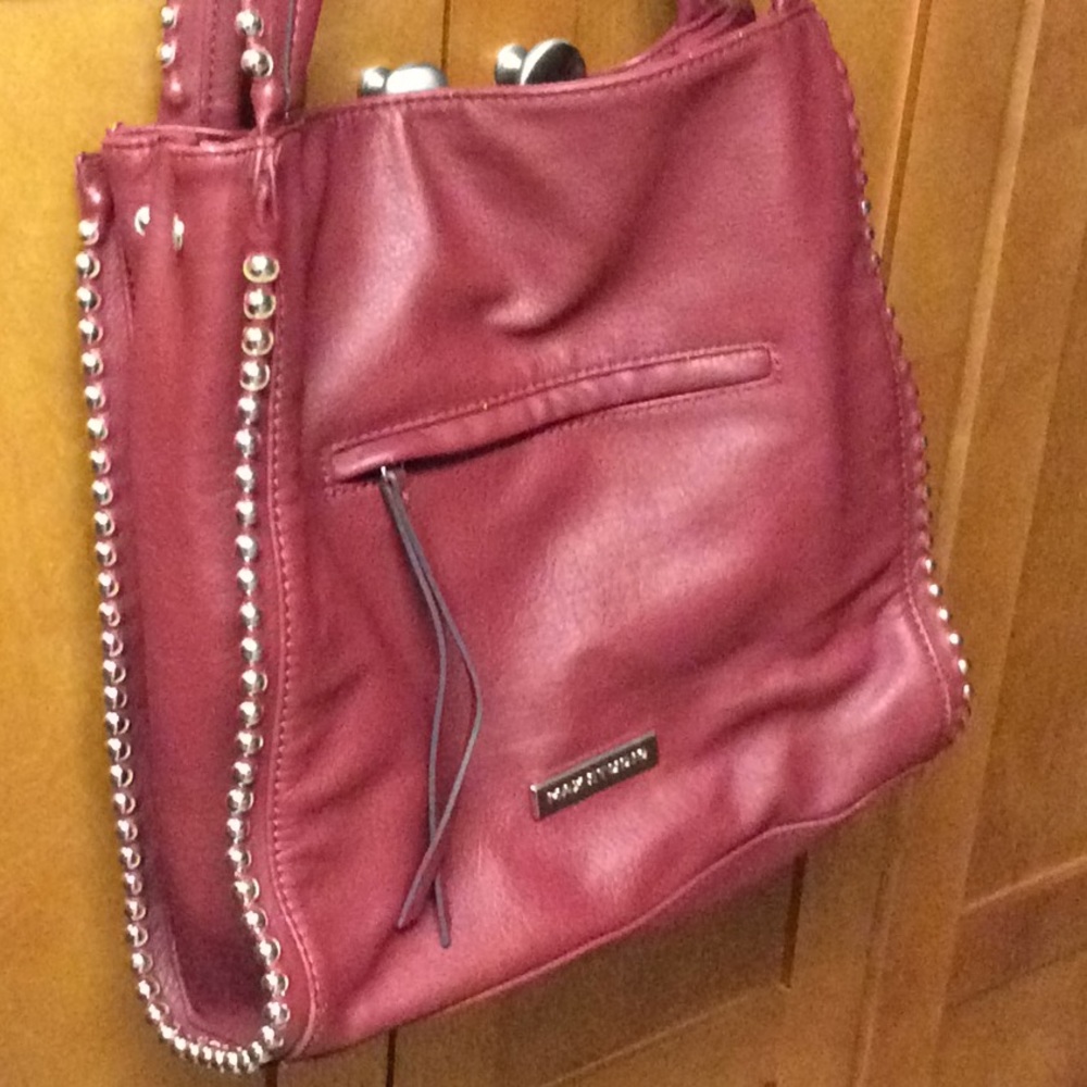 Max Studio Burgundy Studded Talo Vegan Leather Bag - Picture 3 of 16